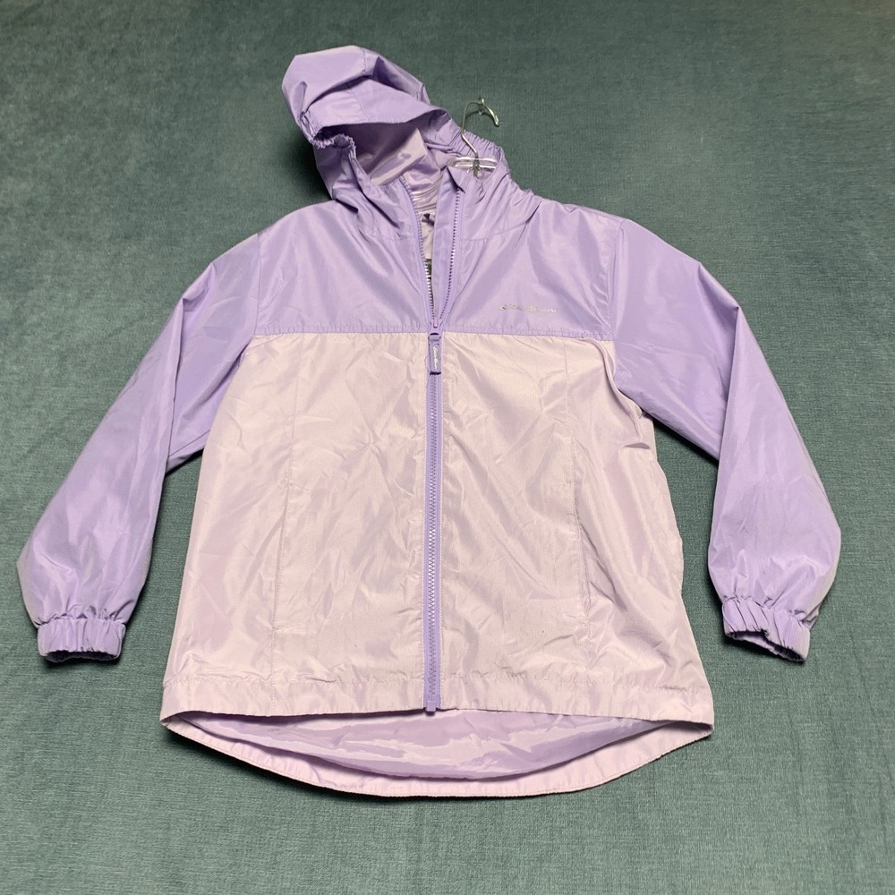 Eddie Bauer Windbreaker Jacket Girls Small Purple Winter Outdoor Hooded Full Zip